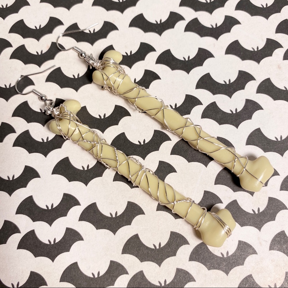 Wire Wrapped Bone Earrings